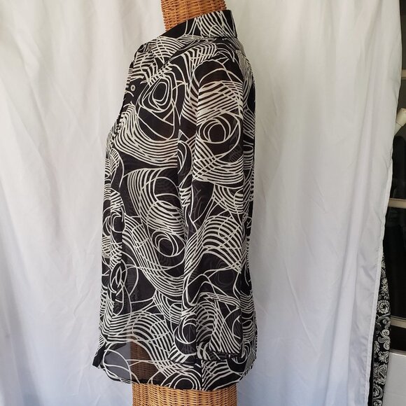 Jordan Black & White Geometric Print Blouse & Jacket set - S - Picture 3 of 5